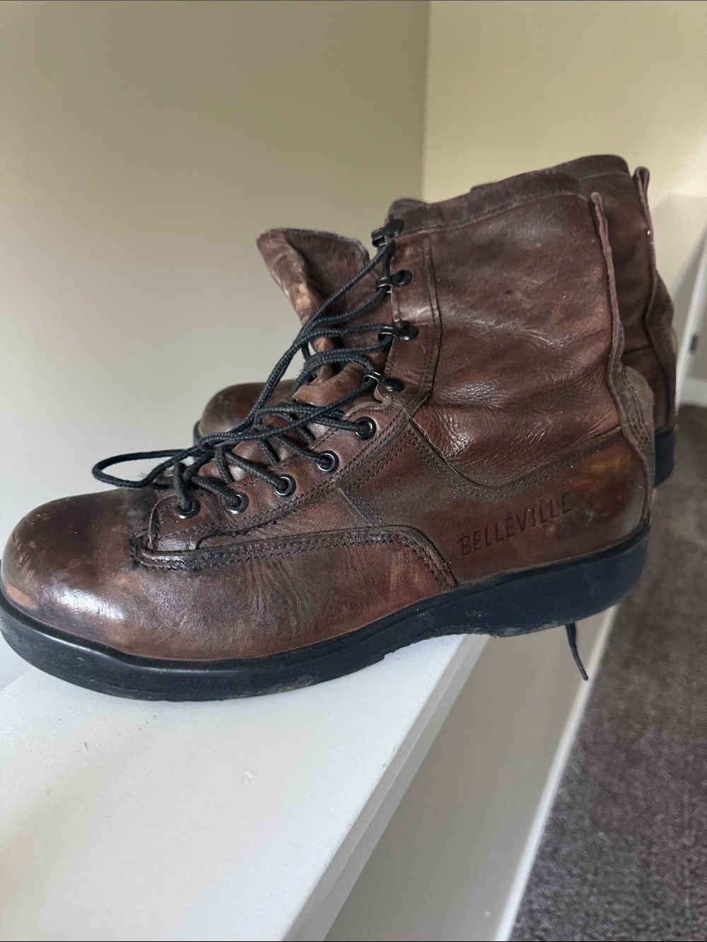 Belleville Men's Brown Leather Lace-Up Work Boots